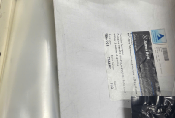 Màng thử vàng hóa James Heal – BHT-Free Polyethylene Film (400×200 mm)